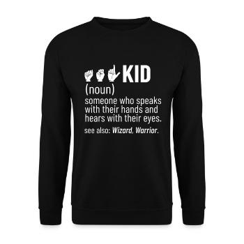 Deaf Kids Funny Deafness ASL Sign Language - Unisex Sweatshirt - black - Front - Alina (178cm) & Michal (187cm)