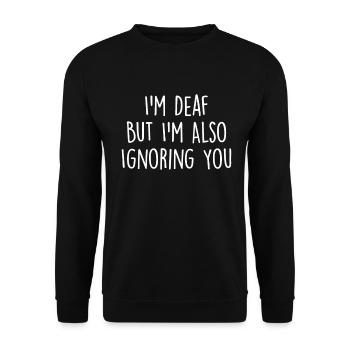 Deaf Awareness Sign Language Funny Deaf ASL - Unisex Sweatshirt - black - Front - Alina (178cm) & Michal (187cm)