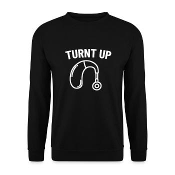 Turnt Up Hearing Impaired Deaf ASL Sign Language - Unisex Sweatshirt - black - Front - Alina (178cm) & Michal (187cm)