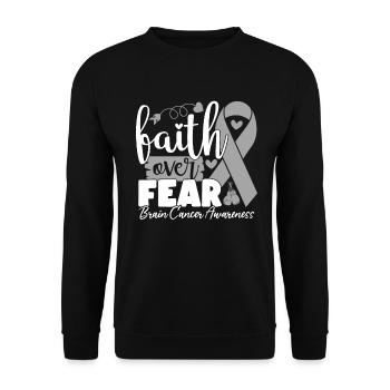 Faith Over Fear Brain Disease Chemotherapy Gray - Unisex Sweatshirt - black - Front - Alina (178cm) & Michal (187cm)