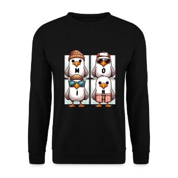 Hamburg Moin Norden Möwe Küste Strand Lustig See - Unisex Pullover - Schwarz - Vorne - Alina (178cm) & Michal (187cm)