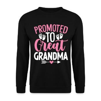 Befördert zur Urgroßmutter Funny Mamaw - Unisex Pullover - Schwarz - Vorne - Alina (178cm) & Michal (187cm)