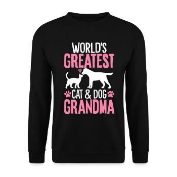 Lustiges Haustier Oma Pawma Welpe Pelz Oma Katze und - Unisex Pullover - Schwarz - Vorne - Alina (178cm) & Michal (187cm)