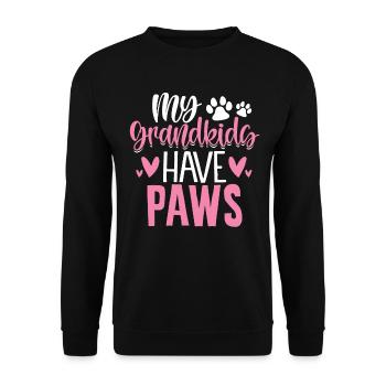Meine Enkelkinder haben Pfoten lustige Hunde Pelz Oma Hund - Unisex Pullover - Schwarz - Vorne - Alina (178cm) & Michal (187cm)