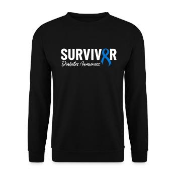 Diabetes Survivor Blue Ribbon Nutzlose Bauchspeicheldrüse - Unisex Pullover - Schwarz - Vorne - Alina (178cm) & Michal (187cm)