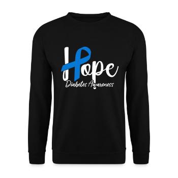 Funny Diabetic Useless Pancreas Blue Ribbon T1D - Unisex Sweatshirt - black - Front - Alina (178cm) & Michal (187cm)