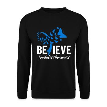 Diabetikerbewusstsein Glauben Sie an Pankreasinsulin - Unisex Pullover - Schwarz - Vorne - Alina (178cm) & Michal (187cm)