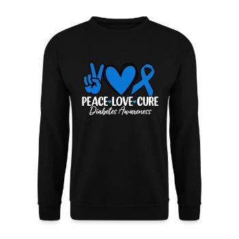 Peace Love Cure T1D Blaues Band Juveniler Diabetes - Unisex Pullover - Schwarz - Vorne - Alina (178cm) & Michal (187cm)