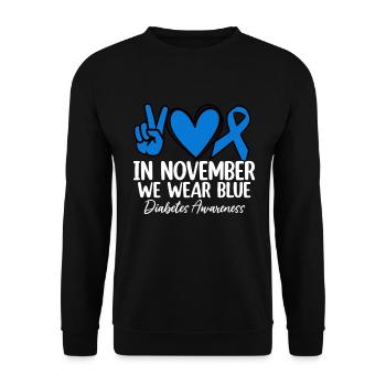 Im November tragen wir blaue nutzlose Bauchspeicheldrüse - Unisex Pullover - Schwarz - Vorne - Alina (178cm) & Michal (187cm)