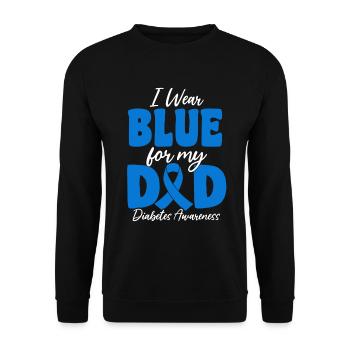 Je porte du bleu pour mon père Blue Ribbon T1D Warrior - Sweat-shirt Unisexe - noir - Devant - Alina (178cm) & Michal (187cm)