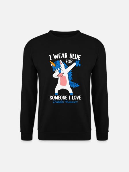 Ich trage Blau für jemanden, den ich liebe, der Einhorn tupft - Unisex Pullover - Schwarz