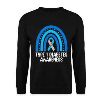 Typ-1-Diabetes-Bewusstsein Blaues Band Regenbogen T1D - Unisex Pullover - Schwarz - Vorne - Alina (178cm) & Michal (187cm)