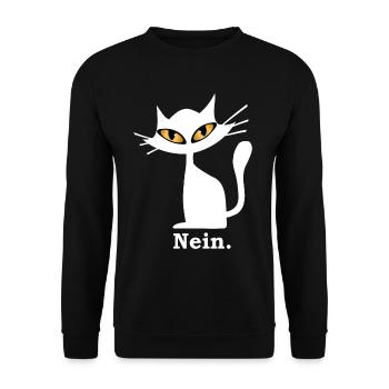 Nein Katze lustig grimmige Katze böser Blick - Unisex Pullover - Schwarz - Vorne - Alina (178cm) & Michal (187cm)