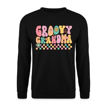 Groovy Oma Retro Urgroßmutter Lustig - Unisex Pullover - Schwarz - Vorne - Alina (178cm) & Michal (187cm)
