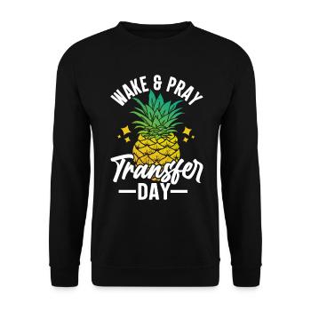 Wake Pray Transfer Day Orange Ribbon IVF Egg - Unisex Sweatshirt - black - Front - Alina (178cm) & Michal (187cm)