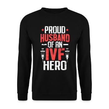 IVF Husband Vitro Fertilization IVF 1 in 8 Orange - Unisex Sweatshirt - black - Front - Alina (178cm) & Michal (187cm)