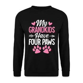 Meine Enkelkinder haben Pfoten Lustiger Hund Oma Vier - Unisex Pullover - Schwarz - Vorne - Alina (178cm) & Michal (187cm)