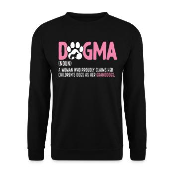 Dogma Lustige Definition Hund Oma Welpe Enkelhund - Unisex Pullover - Schwarz - Vorne - Alina (178cm) & Michal (187cm)