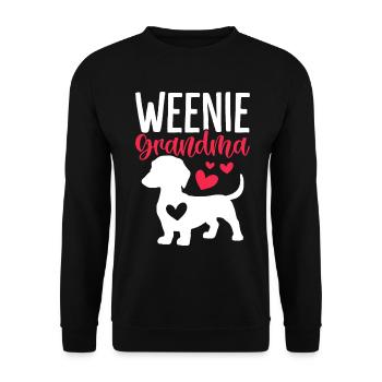 Weenie Oma Lustiger Hund Oma Dackel Hund - Unisex Pullover - Schwarz - Vorne - Alina (178cm) & Michal (187cm)
