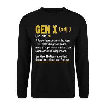 Gen X Funny Definition Xennials Generation X - Unisex Sweatshirt - black - Front - Alina (178cm) & Michal (187cm)