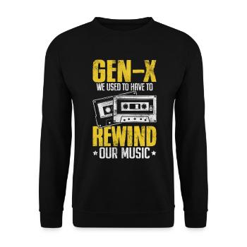 Lustige Generation X Music Rewind Xennials Gen X - Unisex Pullover - Schwarz - Vorne - Alina (178cm) & Michal (187cm)