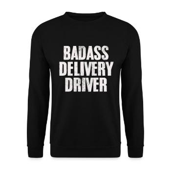 Badass Delivery Driver Package Parcel Delivery - Unisex Sweatshirt - black - Front - Alina (178cm) & Michal (187cm)