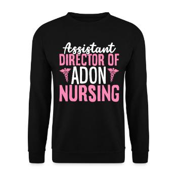 Stellvertretende Direktorin von ADON Nursing Lustige Krankenschwester - Unisex Pullover - Schwarz - Vorne - Alina (178cm) & Michal (187cm)