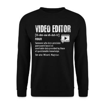 Éditeur vidéo Définition amusante Cinématographie - Sweat-shirt Unisexe - noir - Devant - Alina (178cm) & Michal (187cm)