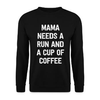 Mama Needs A Run And A Cup Of Coffee - Unisex Pullover - Schwarz - Vorne - Alina (178cm) & Michal (187cm)