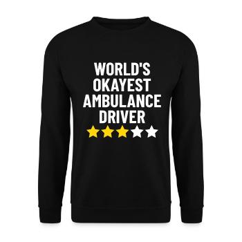 Der okayste Krankenwagenfahrer der Welt Lustiger Krankenwagen - Unisex Pullover - Schwarz - Vorne - Alina (178cm) & Michal (187cm)