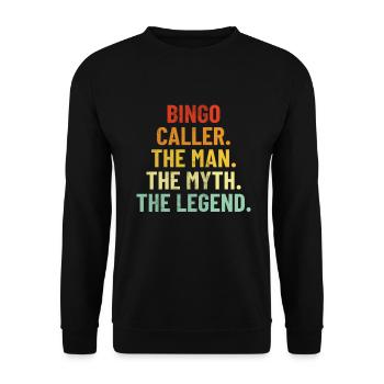 Bingo Anrufer Lustiger Spieler Lotterie Casino Retro - Unisex Pullover - Schwarz - Vorne - Alina (178cm) & Michal (187cm)