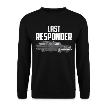 Last Responder Funeral Burial Funny Embalming - Unisex Sweatshirt - black - Front - Alina (178cm) & Michal (187cm)