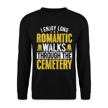 I Enjoy Long Romantic Walks Funny Embalming - Unisex Sweatshirt - black - Front - Alina (178cm) & Michal (187cm)