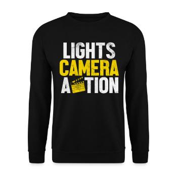 Lights Camera Action Funny Filmmaker Director - Unisex Sweatshirt - black - Front - Alina (178cm) & Michal (187cm)