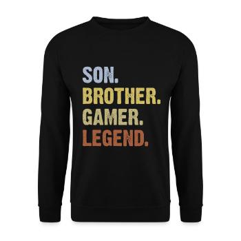 Son Brother Gamer Legend - Unisex Sweatshirt - black - Front - Alina (178cm) & Michal (187cm)