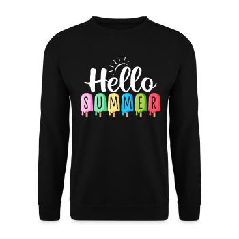 Hallo Sommer Eis am Stiel Lustige Sommer Snacks Gefroren - Unisex Pullover - Schwarz - Vorne - Alina (178cm) & Michal (187cm)