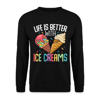 La vie est meilleure avec la glace glacée congelée - Sweat-shirt Unisexe - noir - Devant - Alina (178cm) & Michal (187cm)