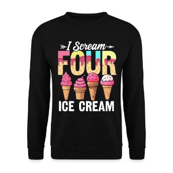 Je crie quatre glaces drôle 4e anniversaire La Reine des neiges - Sweat-shirt Unisexe - noir - Devant - Alina (178cm) & Michal (187cm)