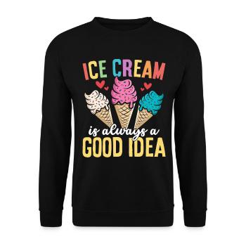 La crème glacée est toujours une bonne idée Drôle Sucré - Sweat-shirt Unisexe - noir - Devant - Alina (178cm) & Michal (187cm)