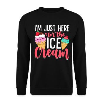 Ich bin nur wegen des Eises hier Lustiges Eis - Unisex Pullover - Schwarz - Vorne - Alina (178cm) & Michal (187cm)