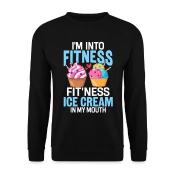 Ich stehe auf Fitness Lustiges Eis Frozen Dessert - Unisex Pullover - Schwarz - Vorne - Alina (178cm) & Michal (187cm)