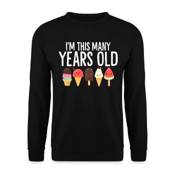 Ich bin so viele Jahre alt 5. Geburtstag Lustiges Eis - Unisex Pullover - Schwarz - Vorne - Alina (178cm) & Michal (187cm)
