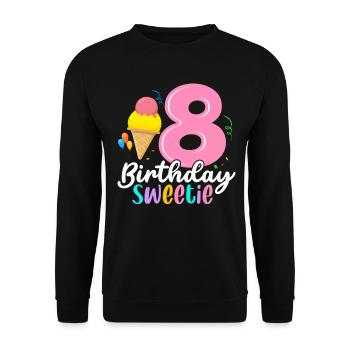 Funny Ice Cream 8e anniversaire Dessert glacé Huit - Sweat-shirt Unisexe - noir - Devant - Alina (178cm) & Michal (187cm)