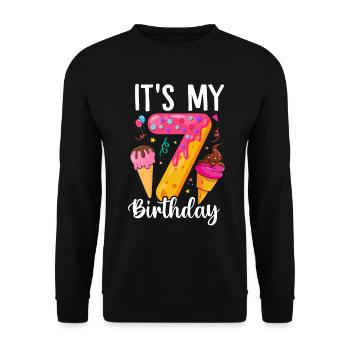 7ème Anniversaire Glace Drôle 7 Ans Frozen - Sweat-shirt Unisexe - noir - Devant - Alina (178cm) & Michal (187cm)