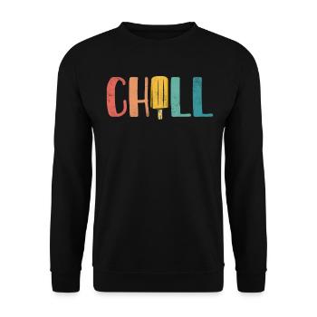 Chill Funny Frozen Dessert Retro Popsicles Summer - Unisex Sweatshirt - black - Front - Alina (178cm) & Michal (187cm)