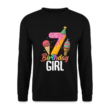 7 Fille d’anniversaire Drôle Crème glacée Anniversaire Frozen - Sweat-shirt Unisexe - noir - Devant - Alina (178cm) & Michal (187cm)
