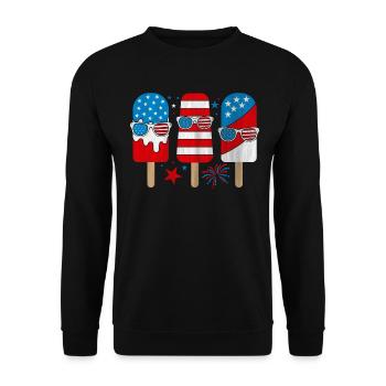 Popsicle USA 4 De Juillet Patriotique Américain - Sweat-shirt Unisexe - noir - Devant - Alina (178cm) & Michal (187cm)