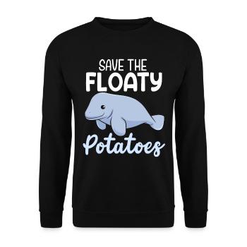 Sauvez les pommes de terre flottantes Funny Manatee Sea - Sweat-shirt Unisexe - noir - Devant - Alina (178cm) & Michal (187cm)