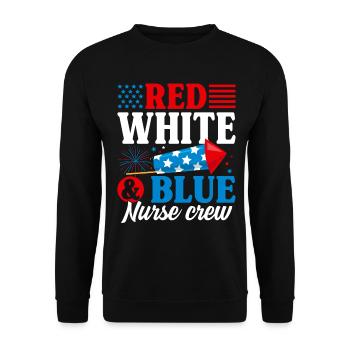 Rot Weiß Blau Krankenschwester Crew Patriotische Krankenschwester - Unisex Pullover - Schwarz - Vorne - Alina (178cm) & Michal (187cm)