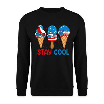 Restez au frais 4 juillet Ice Cream USA Drapeau Été - Sweat-shirt Unisexe - noir - Devant - Alina (178cm) & Michal (187cm)